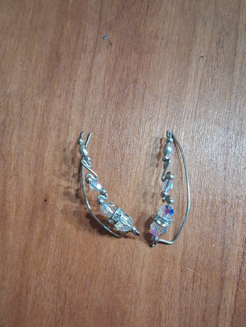 Silver-Tone Crystal Bead Drop Earrings - Clear